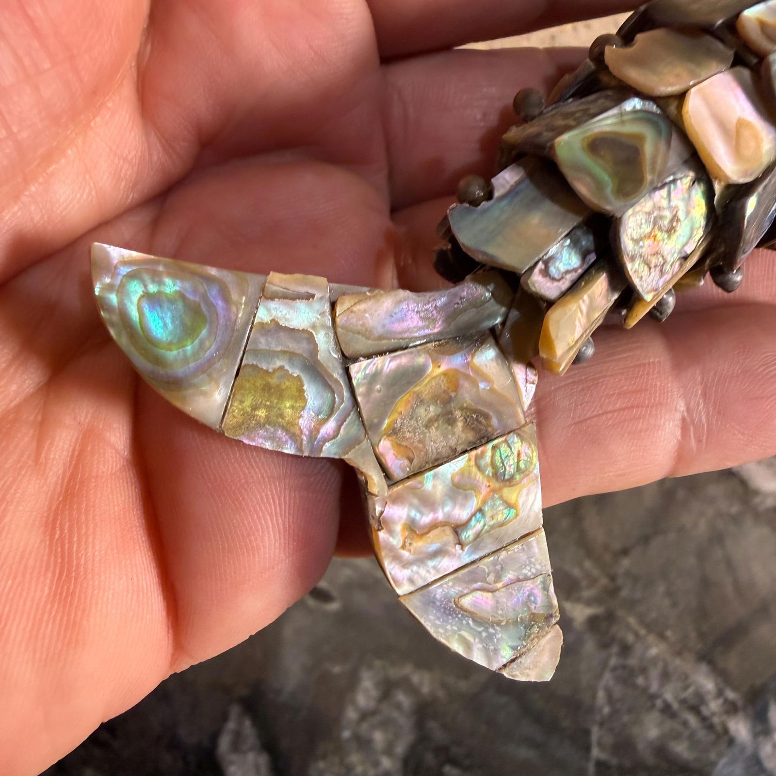 Mexican Articulated Fish Bottle Opener Abalone Shell Los Castillo Style - 10