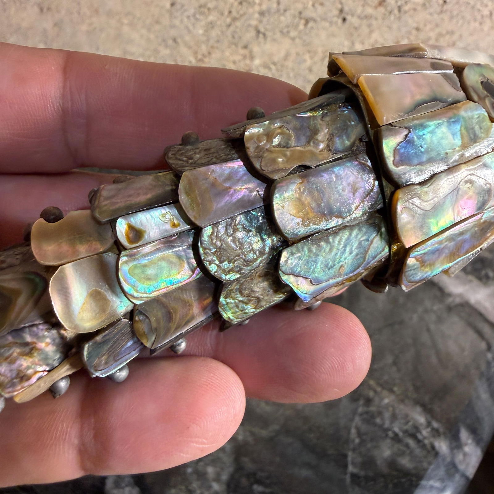 Mexican Articulated Fish Bottle Opener Abalone Shell Los Castillo Style - 11