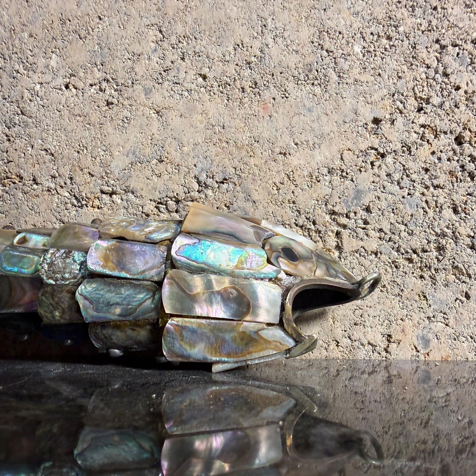 Mexican Articulated Fish Bottle Opener Abalone Shell Los Castillo Style - 7