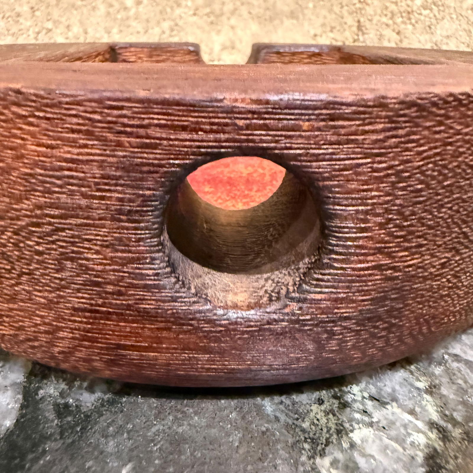 Vintage Modern Handcrafted Ashtray Exotic Wood & Enamel Studio - 8