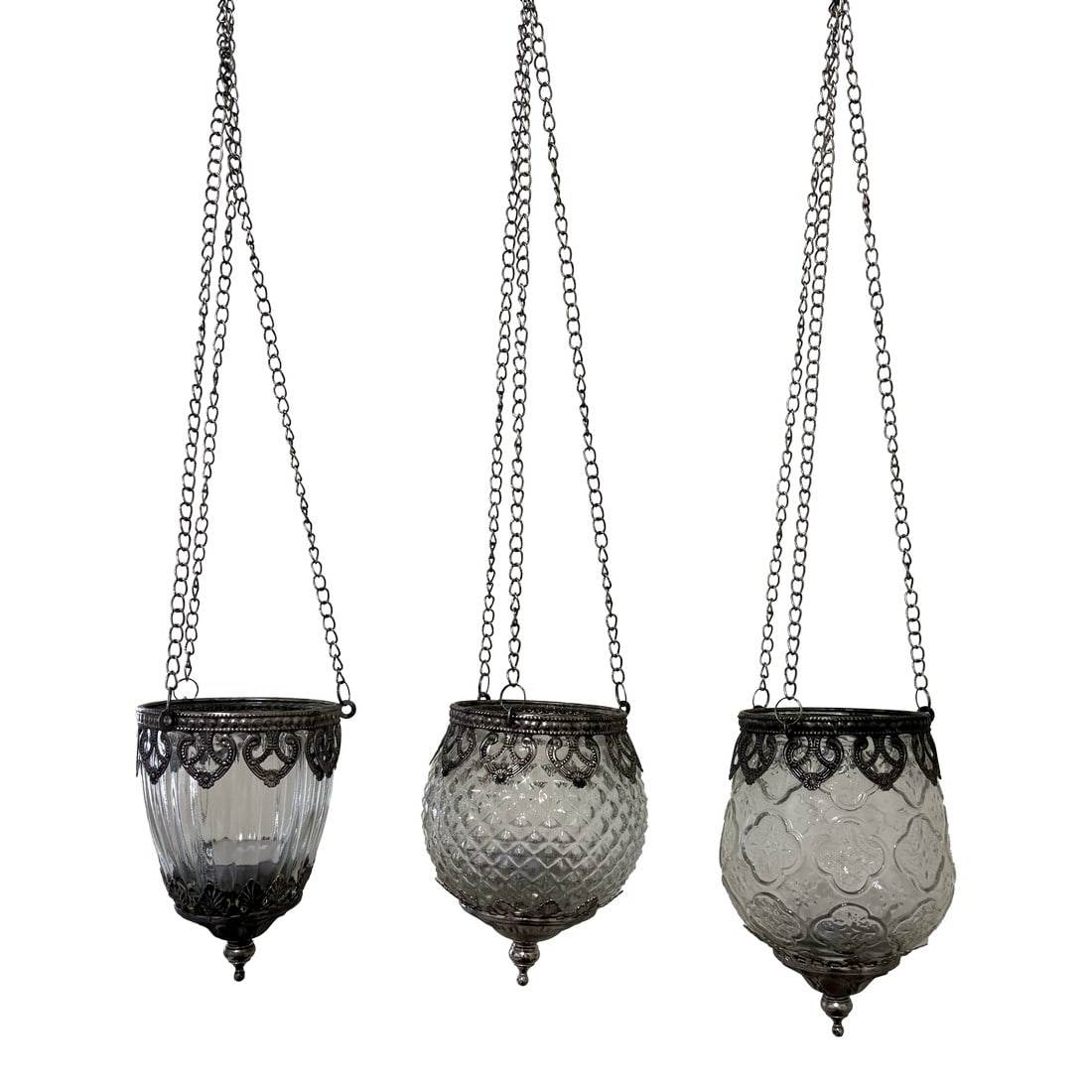 3 Moroccan Style Hanging Glass Tea Light Holders: When I found these adorable tea-lights in the antique shop near Las Vegas, NV, I was amazed at the clarity of the glass for the age of them since they are from the 1970's. I have included 3