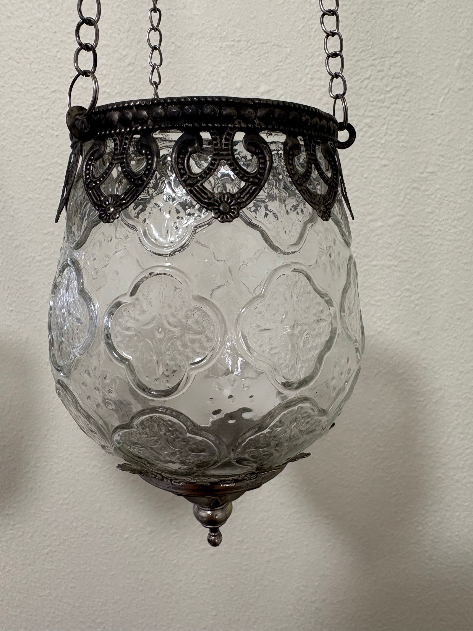 3 Moroccan Style Hanging Glass Tea Light Holders - 3
