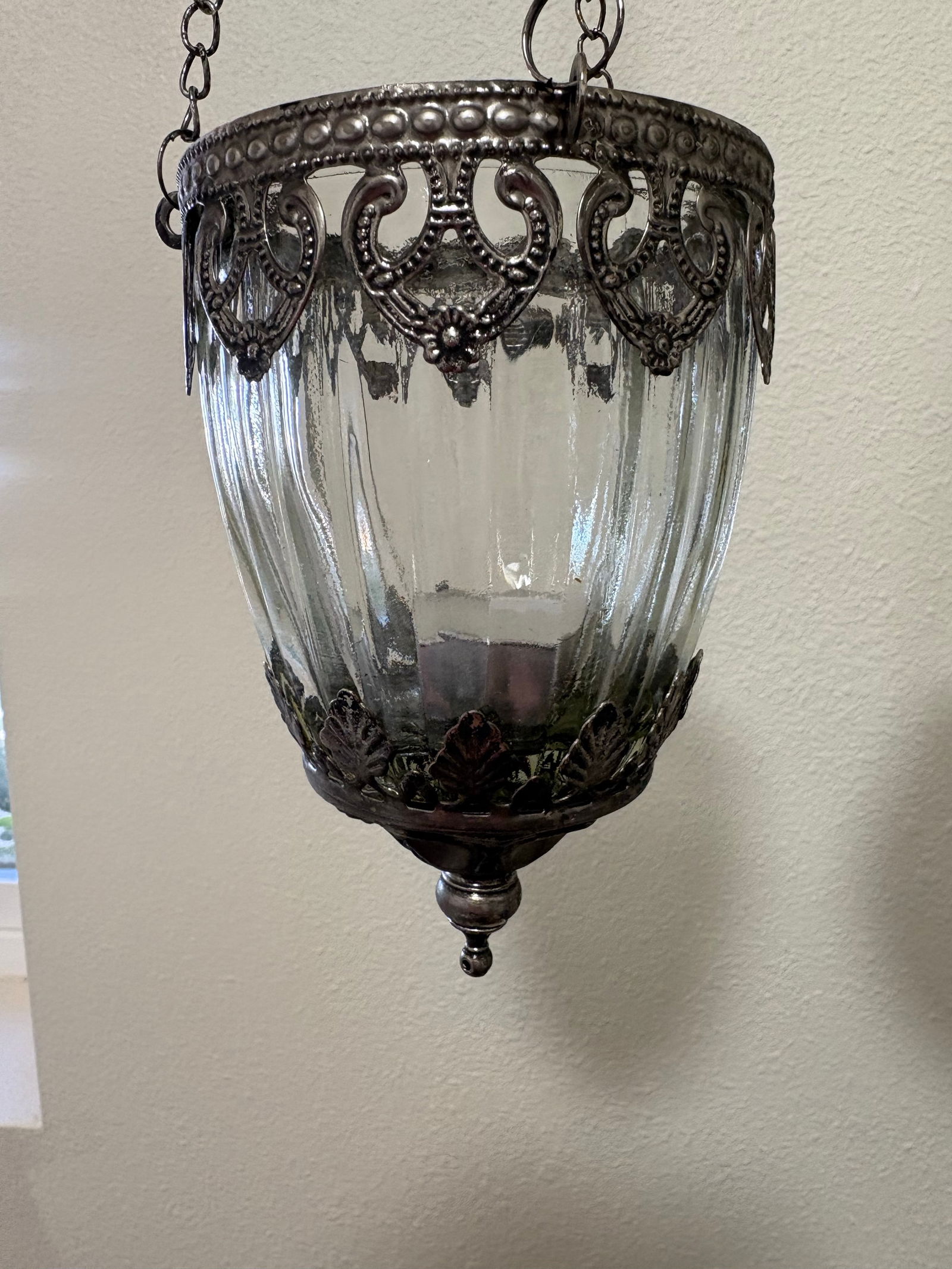 3 Moroccan Style Hanging Glass Tea Light Holders - 4