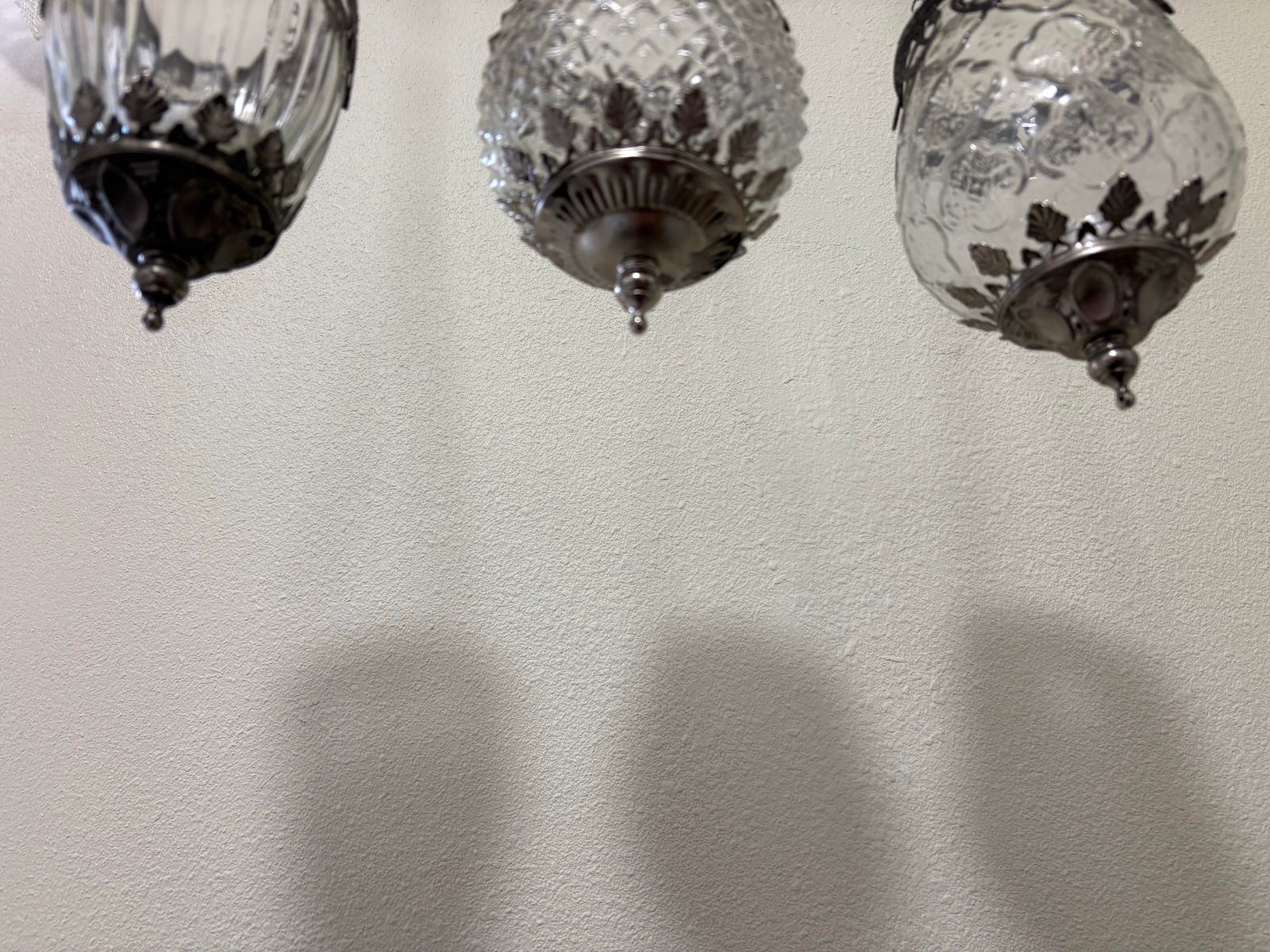 3 Moroccan Style Hanging Glass Tea Light Holders - 5