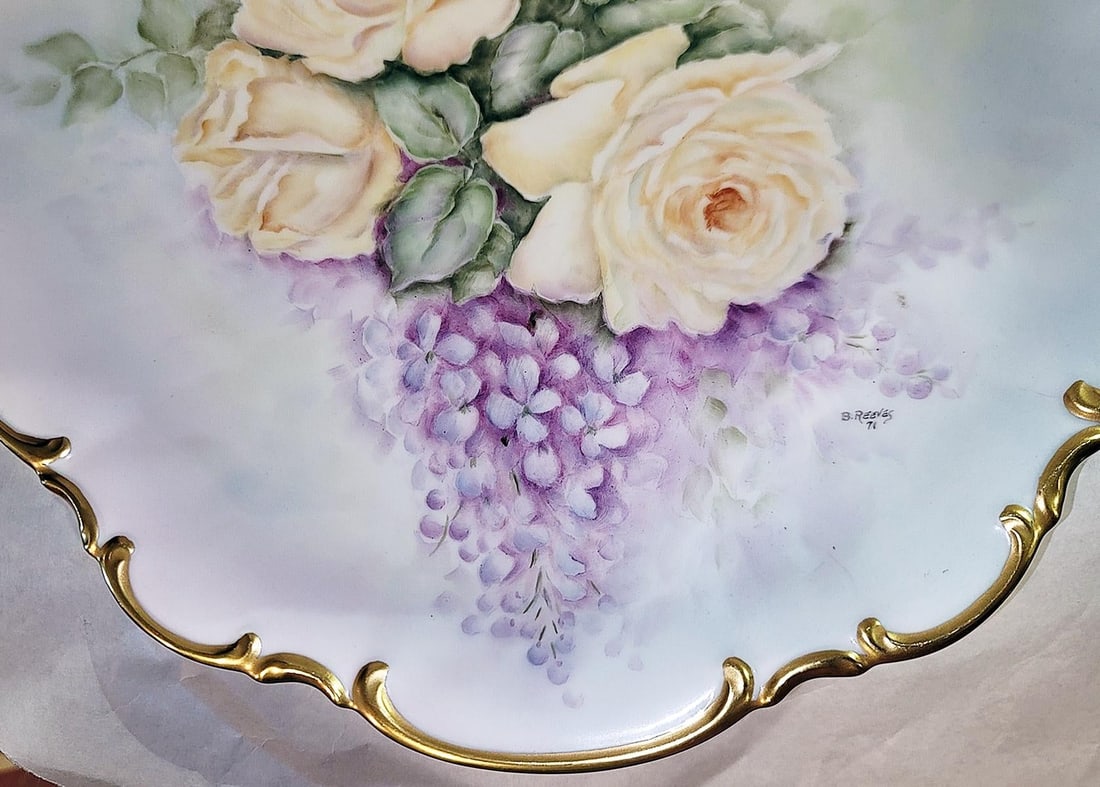 Hand Painted Porcelain Charger, Signed - 4