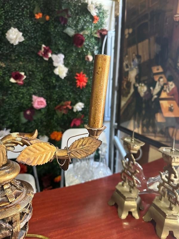 Vintage Gold Double Sided Table Lamp With Gold Leaf Details - 2