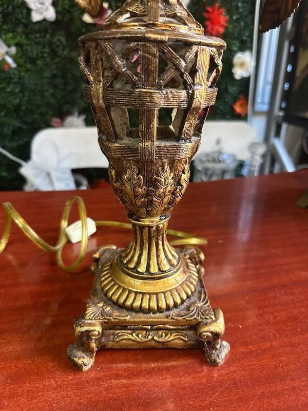 Vintage Gold Double Sided Table Lamp With Gold Leaf Details - 4