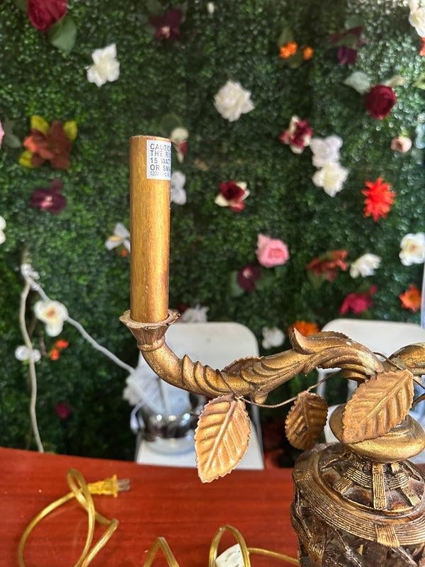 Vintage Gold Double Sided Table Lamp With Gold Leaf Details - 7