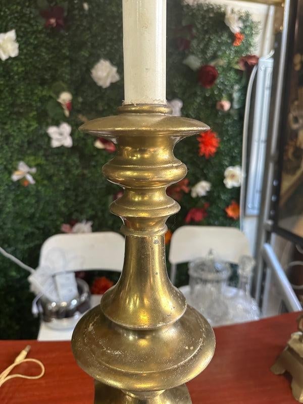 Vintage Large Heavy Brass Table Lamp - 2