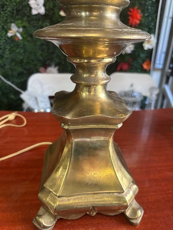 Vintage Large Heavy Brass Table Lamp - 4