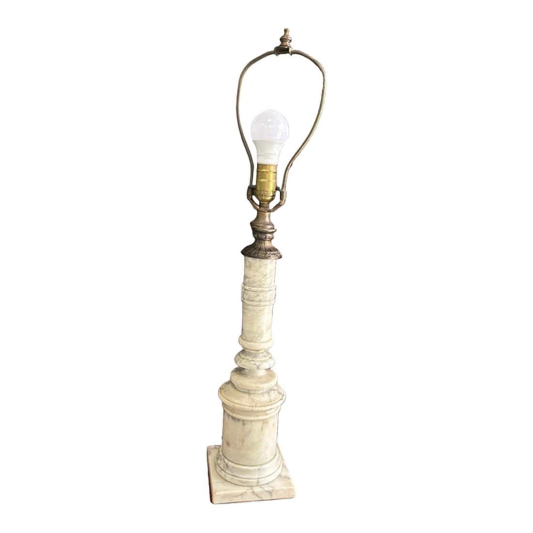 Antique White Marble Tall Detailed Table Lamp: Up for consideration is a beautiful vintage antique white marble tall, detailed table lamp. This is such a lovely piece that would look perfect in your home, and it is a great conversation starter