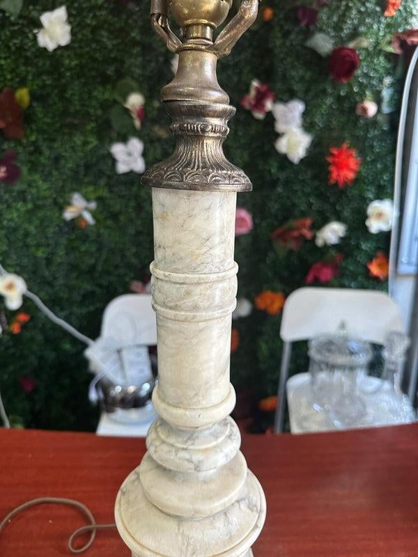 Antique White Marble Tall Detailed Table Lamp - 2