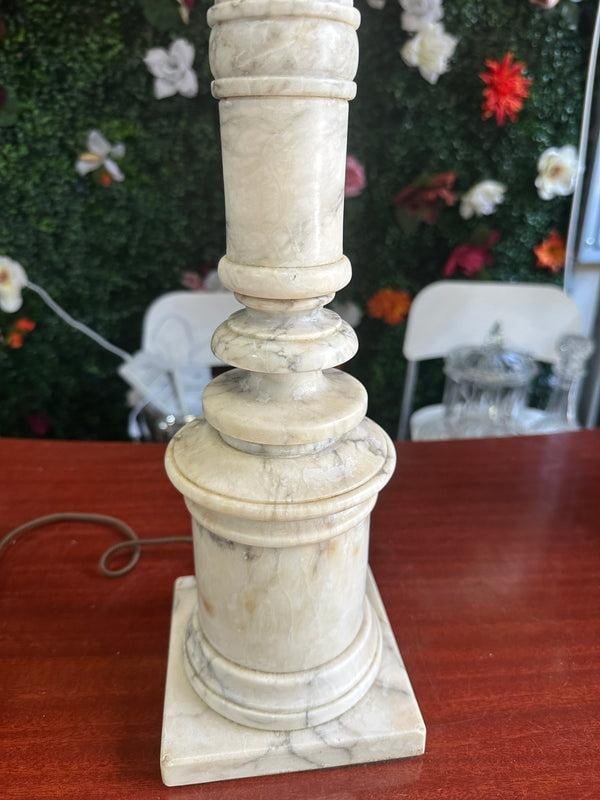 Antique White Marble Tall Detailed Table Lamp - 3
