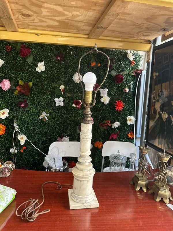 Antique White Marble Tall Detailed Table Lamp - 6