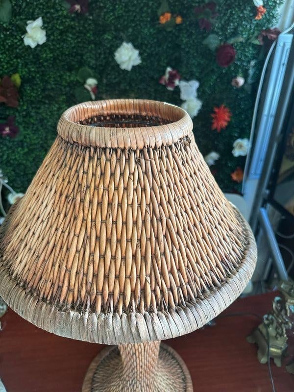 Vintage Boho Chic Wicker Tall Table Lamp - 6