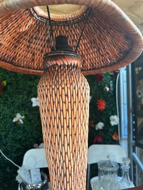 Vintage Boho Chic Wicker Tall Table Lamp - 7