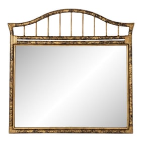 Vintage Alexander & Sheridan Rattan Mirror, Custom Faux Tortoiseshell Finish by Turtle & Crane, Holl