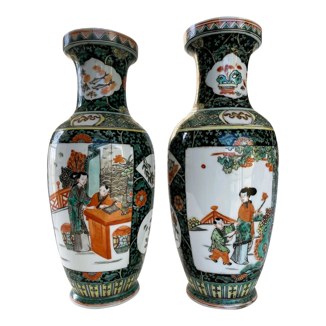 1723 Qing Dynasty Jingdezhen Famille Verte Chinese Porcelain Vases (1 of 6)