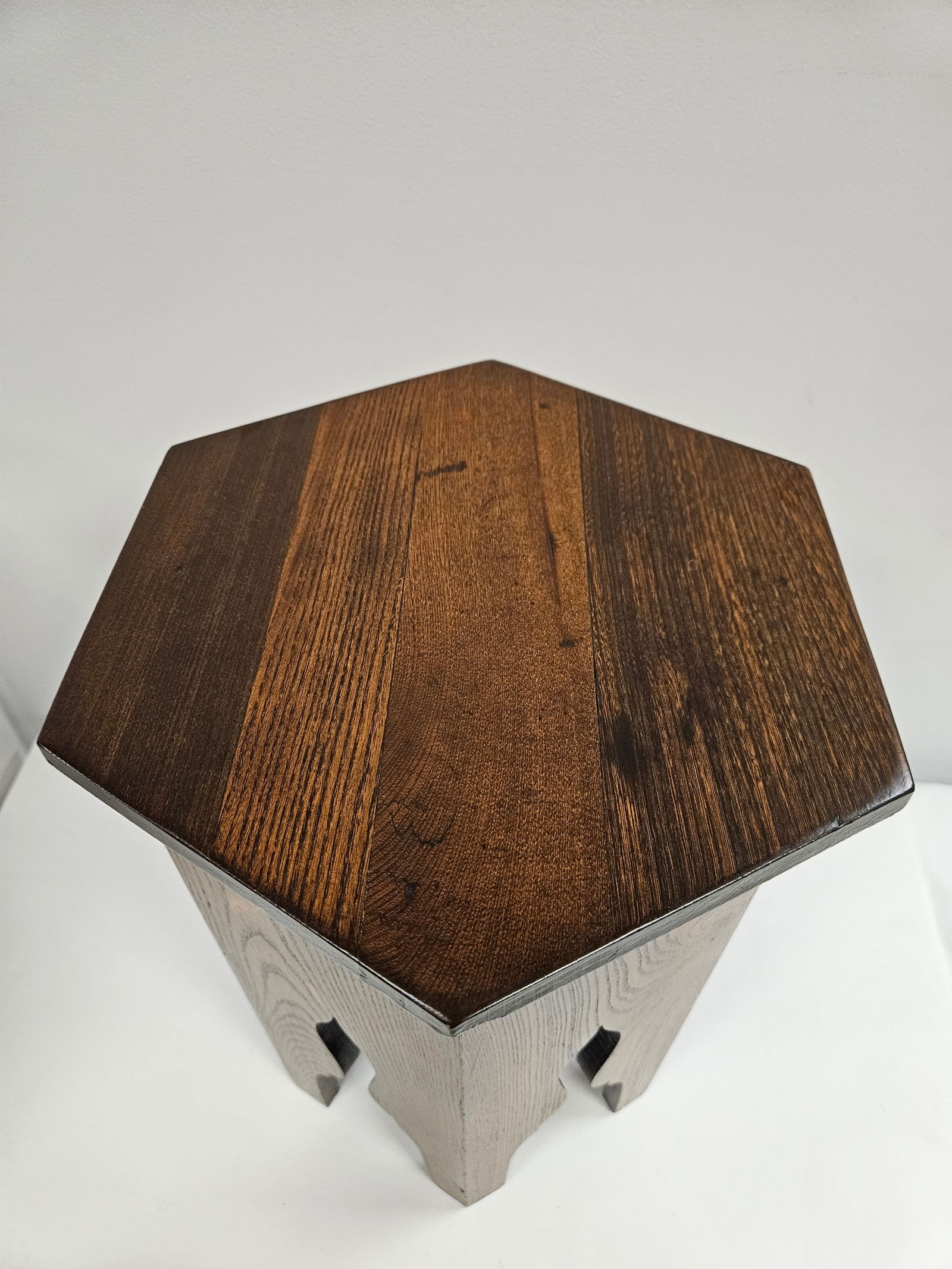 Arts and Crafts Hexagonal Side Table Plant Stand - 9