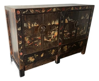 Antique Chinese Hand-Painted Lacquer Cabinet – Early 20th Century