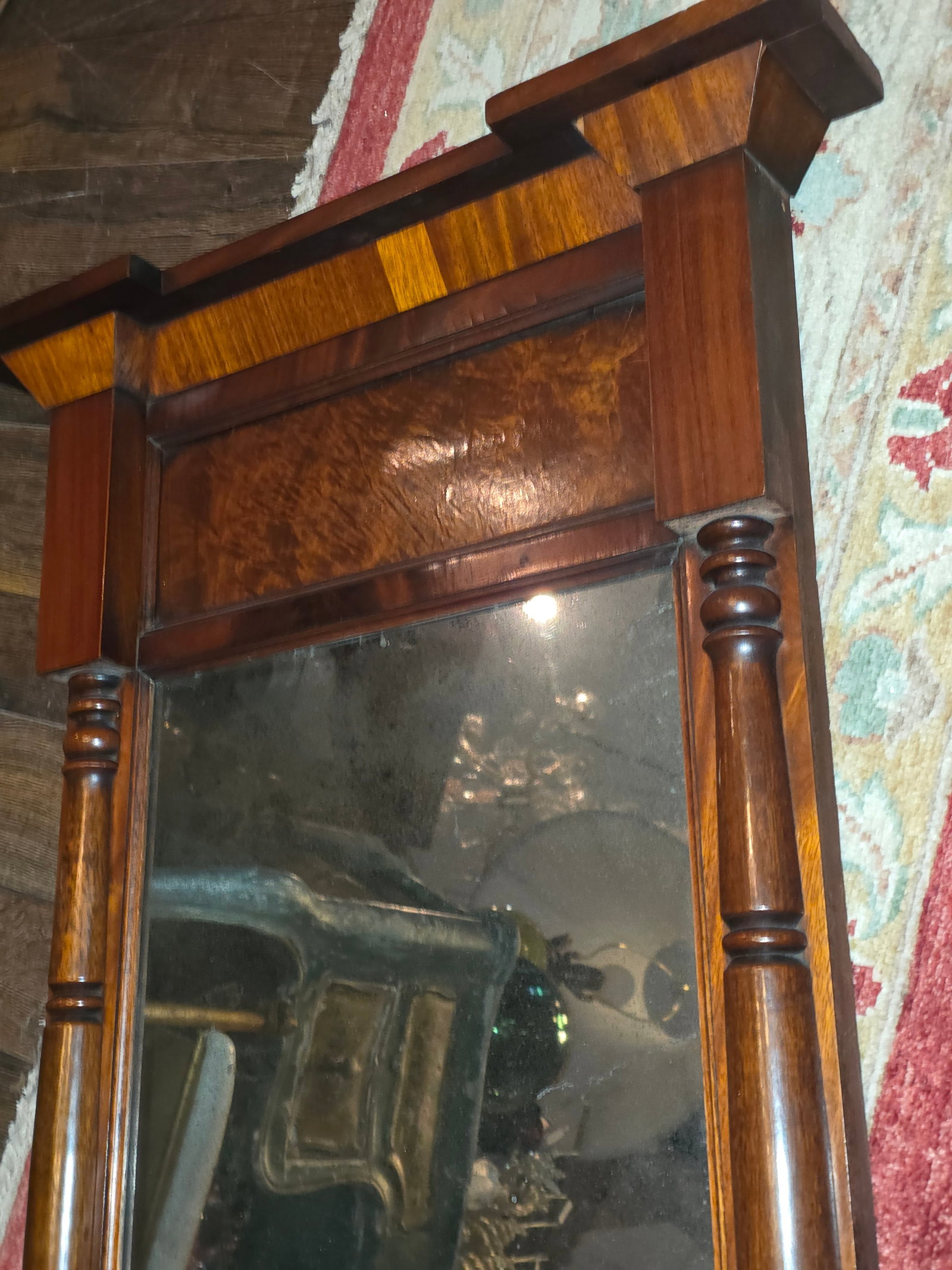 Antique Mahogany Mirror - 9