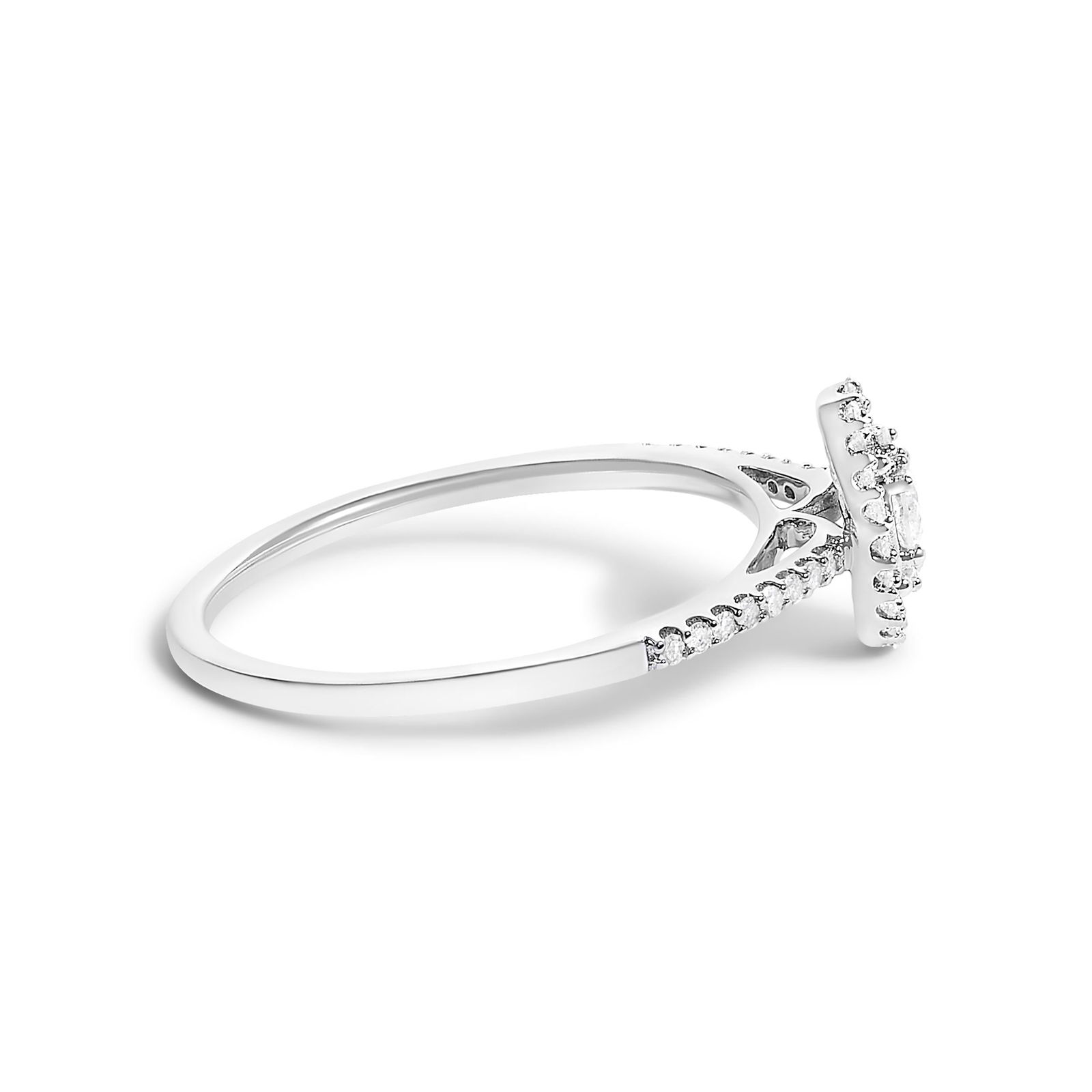 14K White Gold 1/5 Cttw Diamond Oval Shape With Halo Engagement Ring (H-I Color, I1-I2 Clarity) - Si - 2