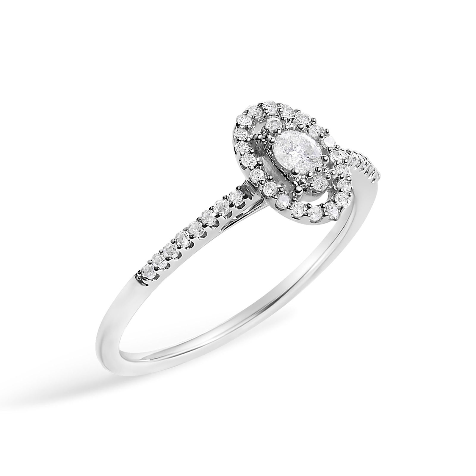 14K White Gold 1/5 Cttw Diamond Oval Shape With Halo Engagement Ring (H-I Color, I1-I2 Clarity) - Si - 3