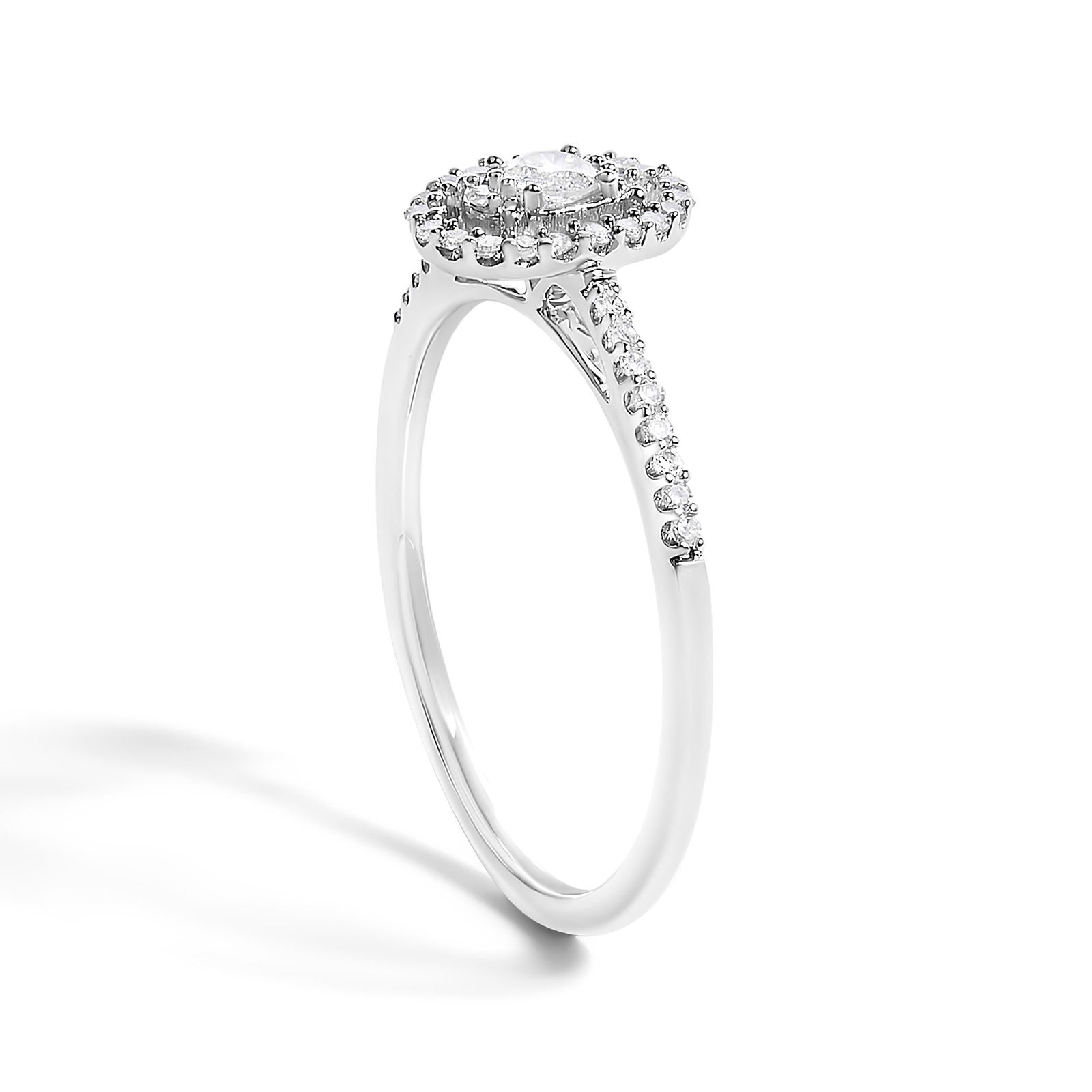 14K White Gold 1/5 Cttw Diamond Oval Shape With Halo Engagement Ring (H-I Color, I1-I2 Clarity) - Si - 4