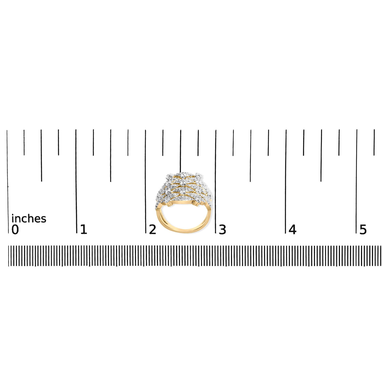 14K Yellow Gold 1.0 Cttw Diamond Geometric Stacked Open Cocktail Ring (I-J Color, I1-I2 Clarity) - R - 7