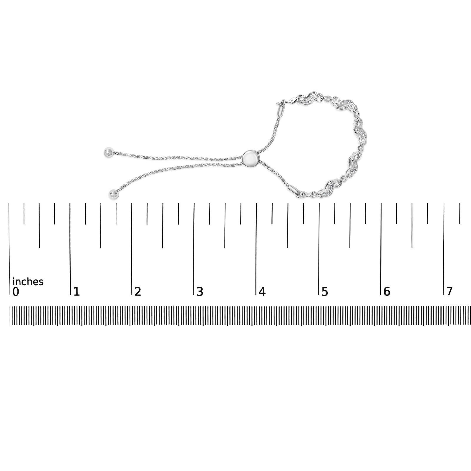 .925 Sterling Silver 1/2 Cttw Diamond Double Wave Bolo Bracelet - 5