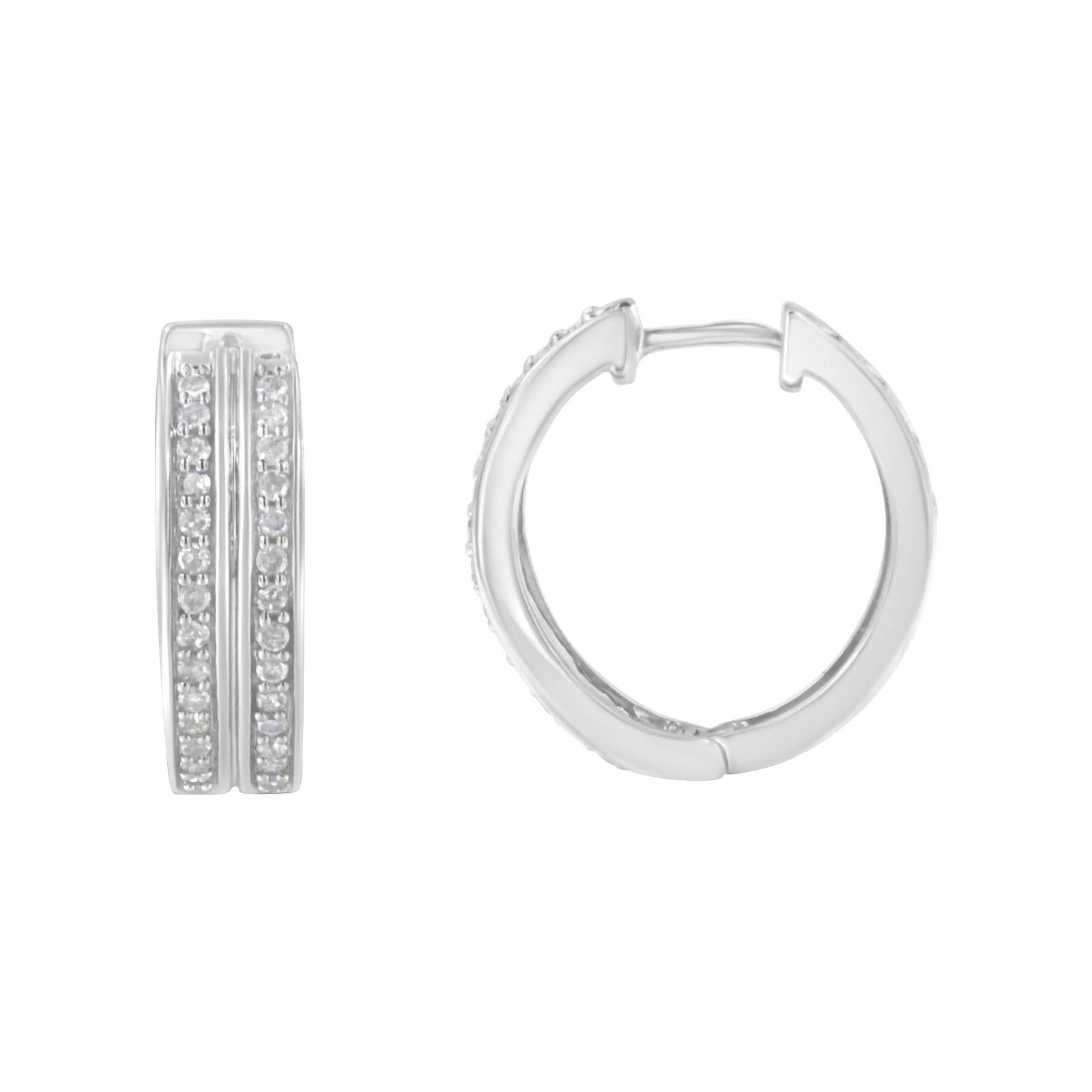 10K White Gold Diamond Hoop Earring (1/2 cttw, I-J Color, I2-I3 Clarity) - 2