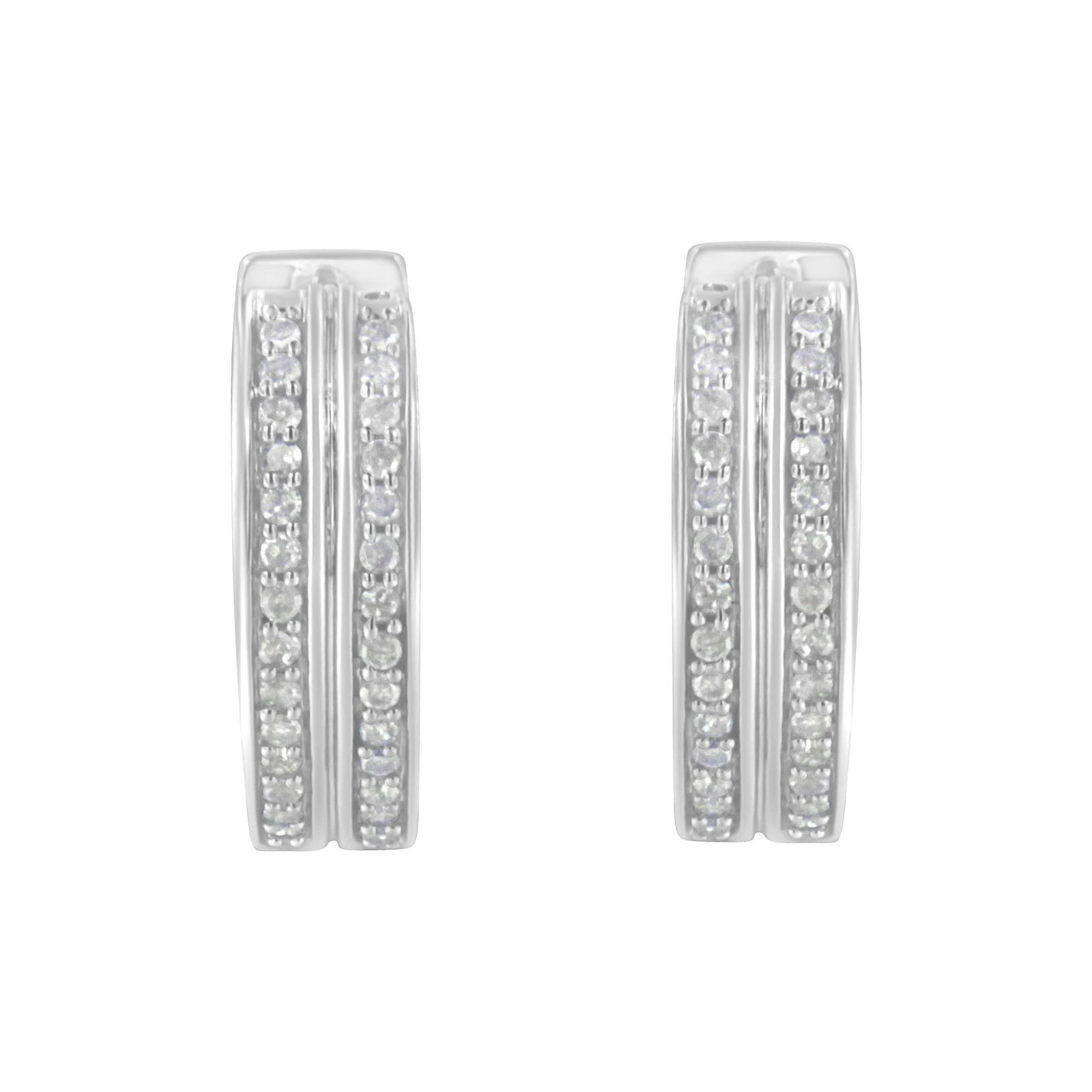 10K White Gold Diamond Hoop Earring (1/2 cttw, I-J Color, I2-I3 Clarity) - 3