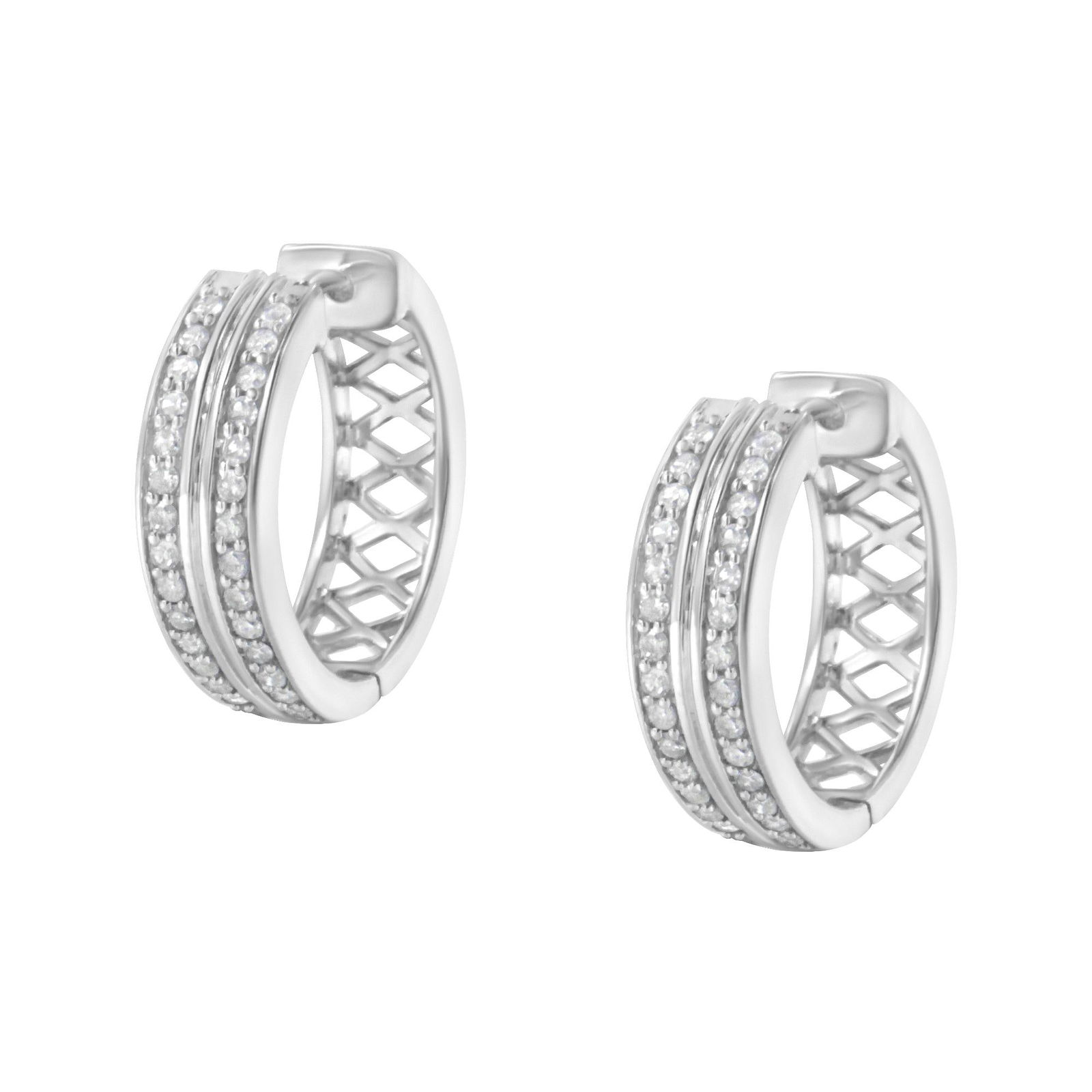 10K White Gold Diamond Hoop Earring (1/2 cttw, I-J Color, I2-I3 Clarity) - 4