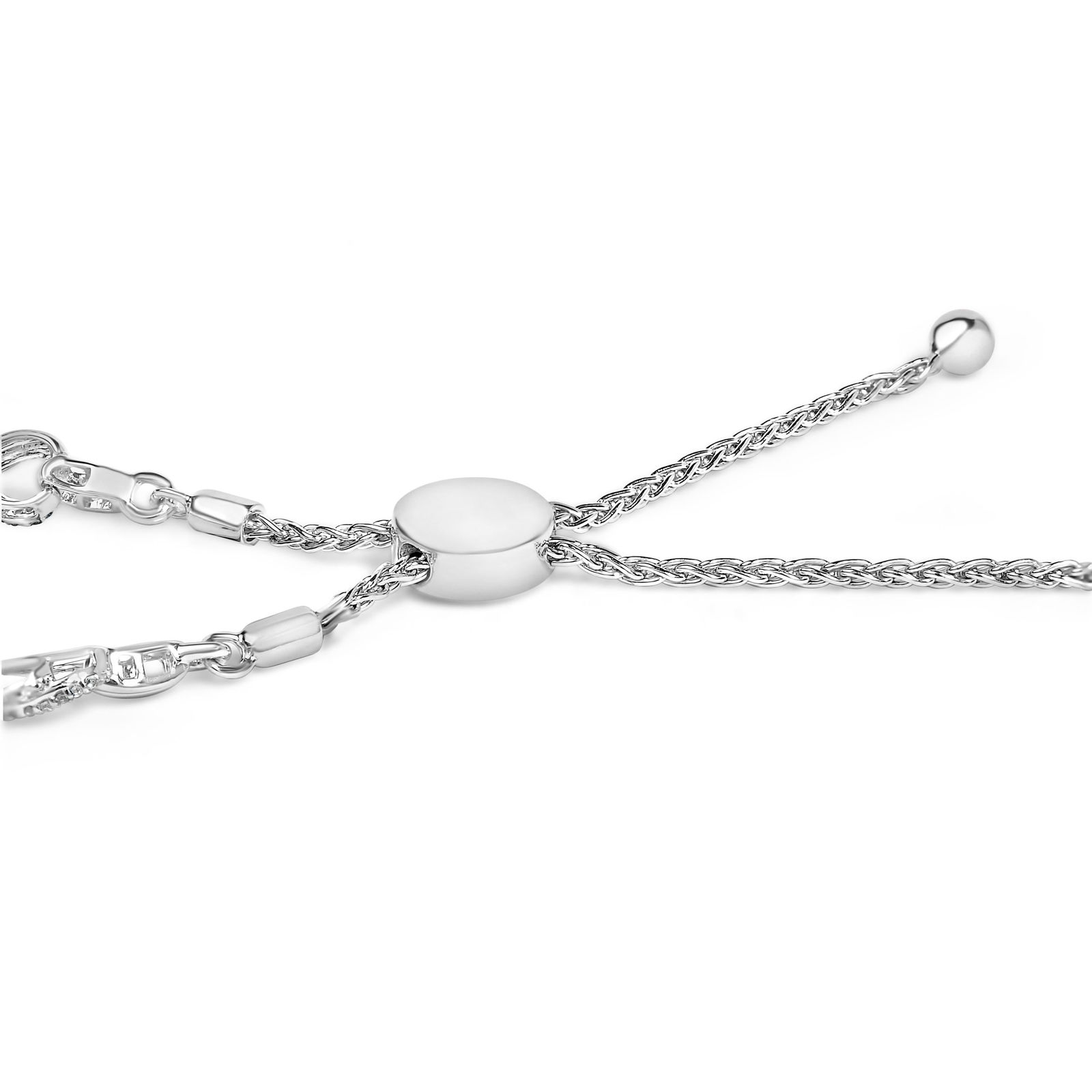 .925 Sterling Silver 1/2 Cttw Diamond Infinity Link Bolo Bracelet - 2