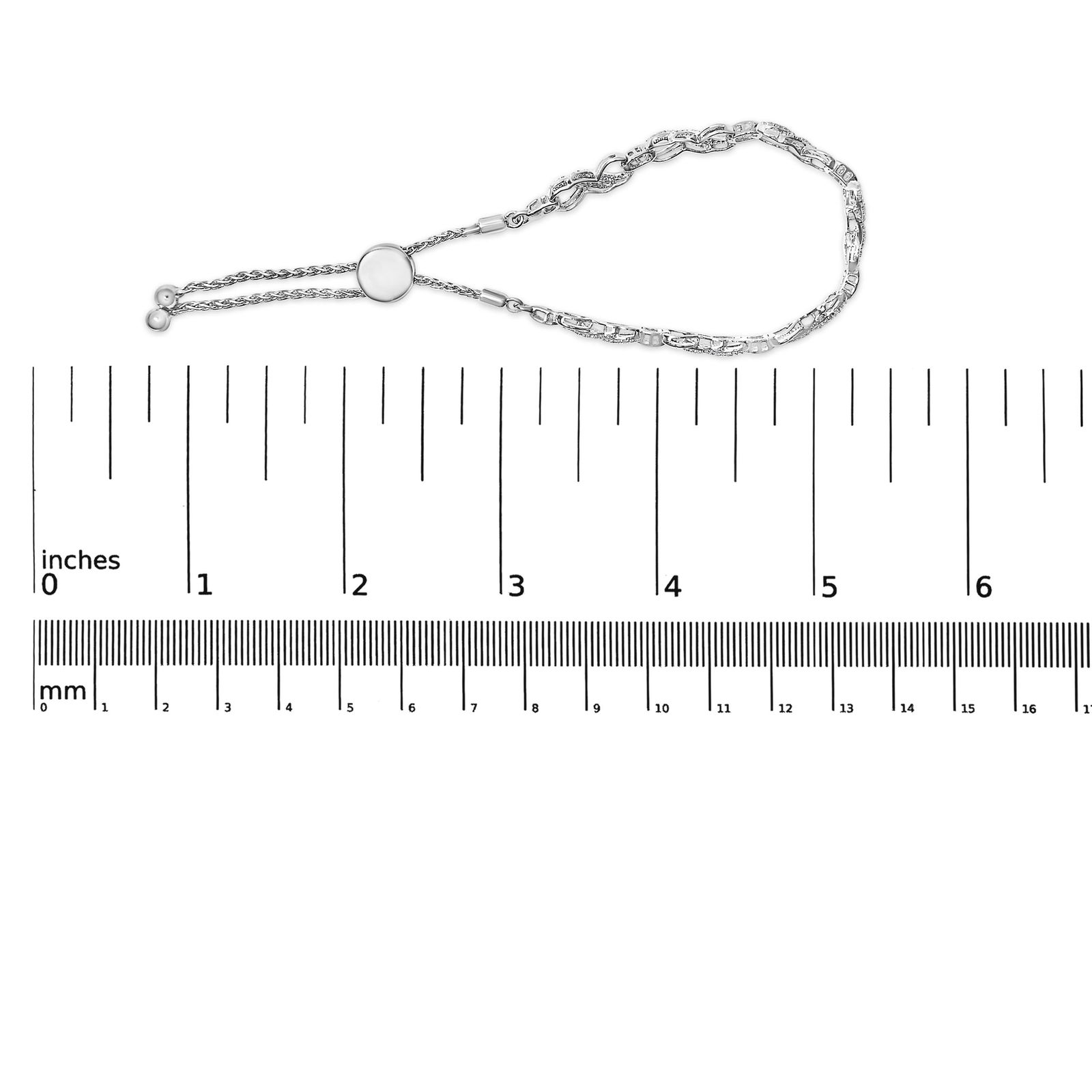 .925 Sterling Silver 1/2 Cttw Diamond Infinity Link Bolo Bracelet - 5