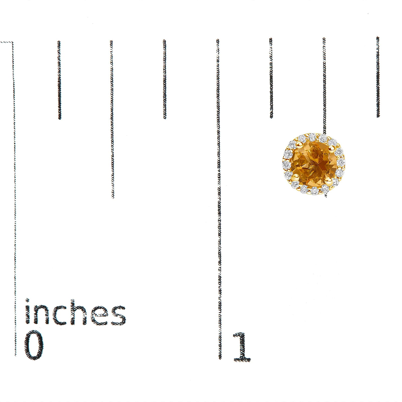 10K Yellow Gold Orange Citrine and 1/6 Cttw Diamond Halo Stud Earrings ,A Pair - 5