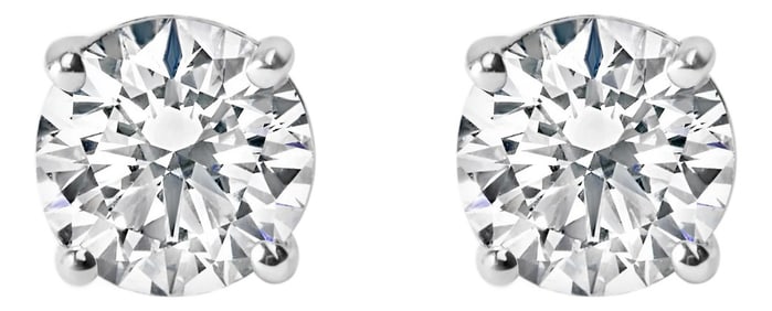 AGS Certified 14K White Gold 1.0 Cttw 4-Prong Set Brilliant Round-Cut Solitaire Diamond Push Back St