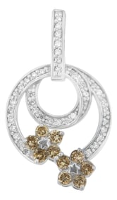 .925 Sterling Silver 1 cttw Round Cut Diamond Floral Garden Pendant Necklace (H-I, I1-I2)