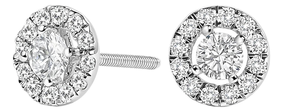 14K White Gold 3/4 Cttw Lab-Grown Diamond Floating Halo Stud Earring (F-G Color, VS1-VS2 Clarity), A: Discover the ethereal beauty of the 14K White Gold Floating Halo Stud Earrings, where sophistication meets sparkling innovation. Each stud features a mesmerizing center lab-grown diamond, seemingly