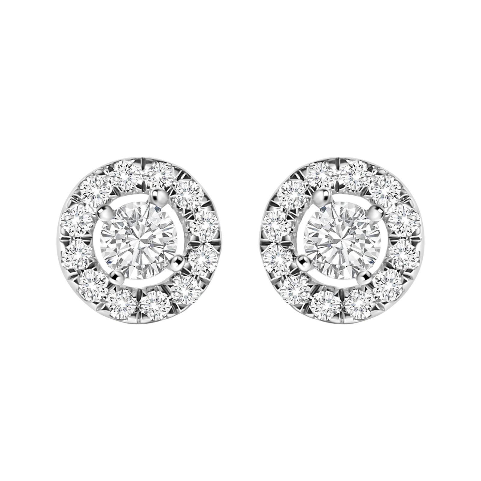 14K White Gold 3/4 Cttw Lab-Grown Diamond Floating Halo Stud Earring (F-G Color, VS1-VS2 Clarity), A - 3
