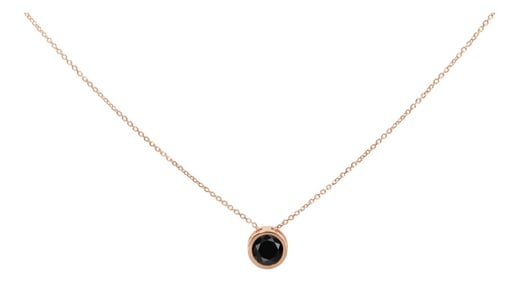 14K Rose Gold 4.0 Cttw Bezel-Set Black Round Diamond Solitaire Pendant Necklace (Black Color, I2-I3