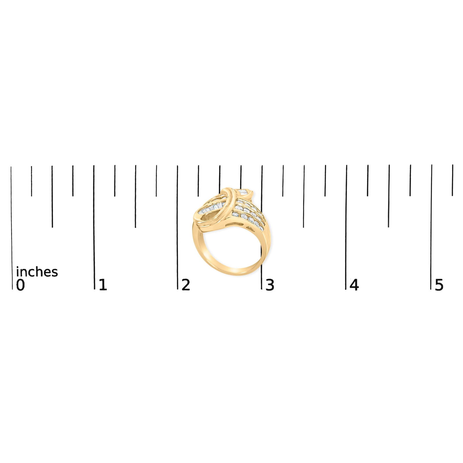 14K Yellow Gold 1 1/3 Cttw Channel Set Diamond Bypass Cocktail Ring (J-K Color, I1-I2 Clarity) - Rin - 7