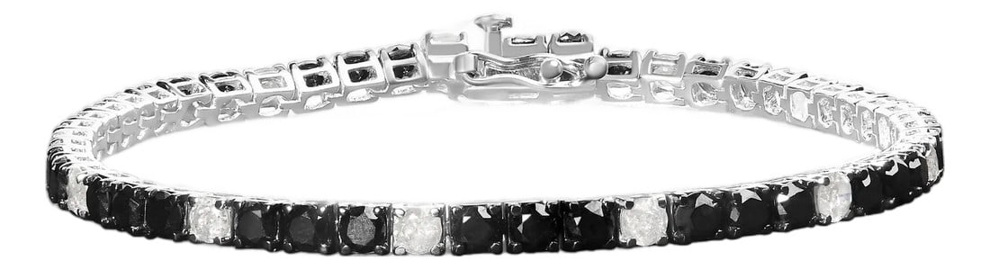 .925 Sterling Silver 8.0 Cttw Black and White Diamond Tennis Bracelet (I-J Color, I2-I3 Clarity) - 7 (1 of 5)