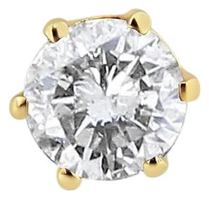 14K Yellow Gold Diamond Solitaire 6-Prong Single Solitaire Stud Earring , A Pair (3/8 cttw, I-J Colo