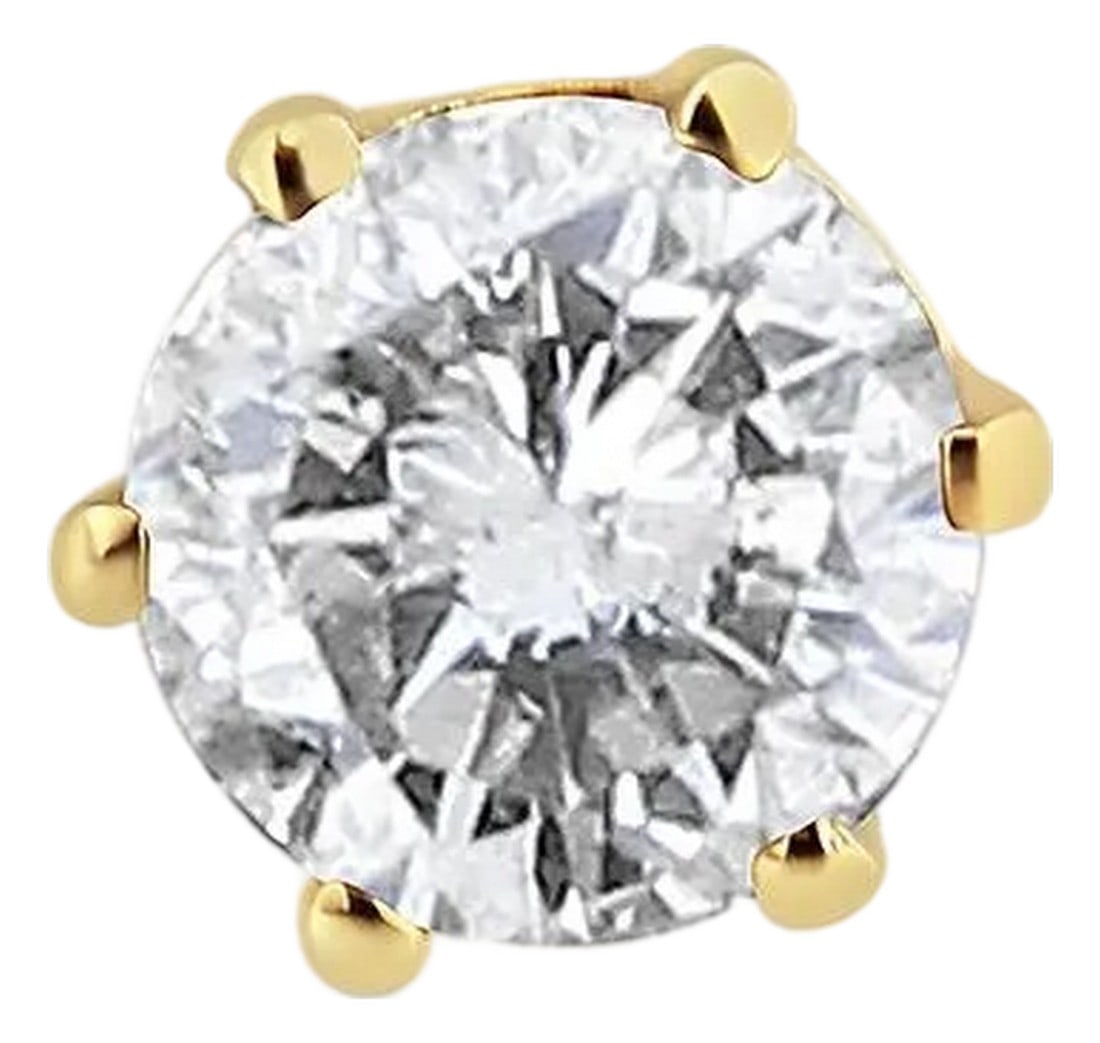 14K Yellow Gold Diamond Solitaire 6-Prong Single Solitaire Stud Earring , A Pair (3/8 cttw, I-J Colo: Indulge in the sheer beauty of our 14K Yellow Gold Diamond Solitaire 6-Prong Stud Earring, a radiant masterpiece that celebrates the allure of natural diamonds. At its heart, this single solitaire stu