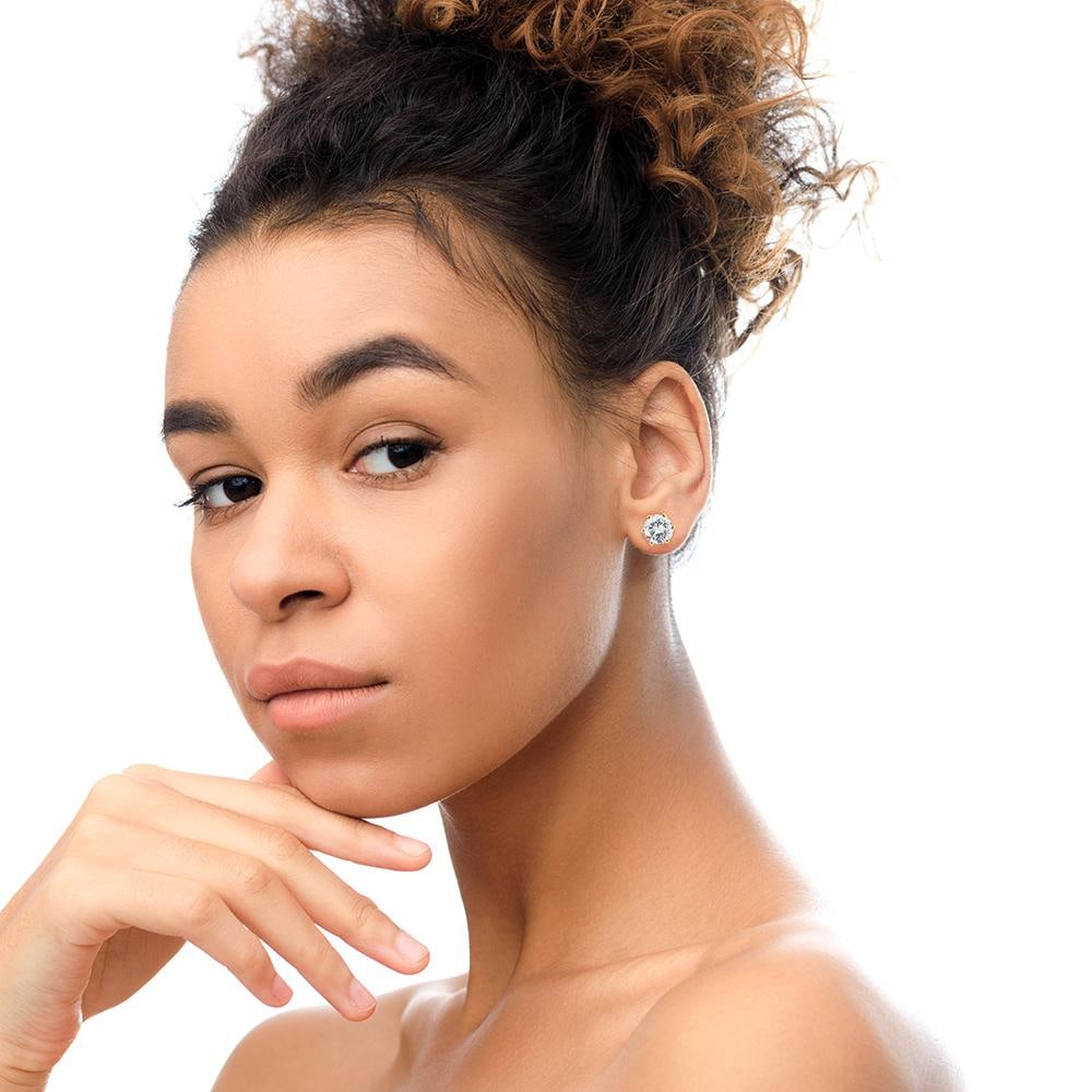 14K Yellow Gold Diamond Solitaire 6-Prong Single Solitaire Stud Earring , A Pair (3/8 cttw, I-J Colo - 2