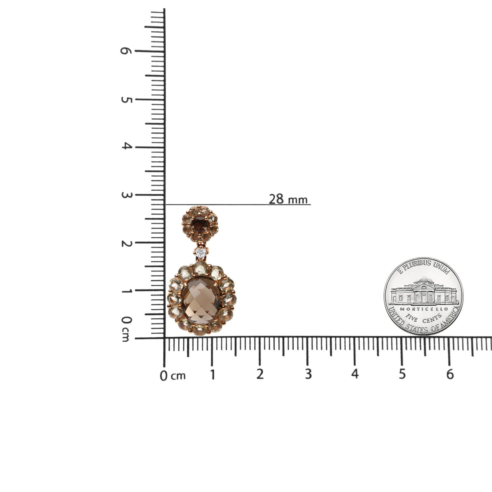 18K Rose Gold Diamond Accent and Lemon and Oval Smoky Color Quartz Gemstone Dangle Drop Earring (G-H - 5