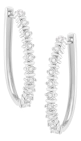.925 Sterling Silver 1/4 cttw Miracle-Set Round-Cut Diamond Hoop Earring (I-J Color, I2-I3 Clarity)