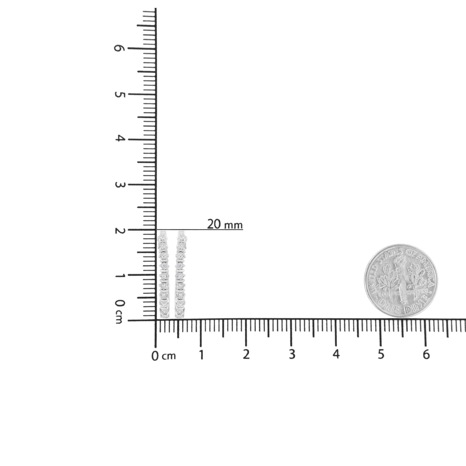 .925 Sterling Silver 1/4 cttw Miracle-Set Round-Cut Diamond Hoop Earring (I-J Color, I2-I3 Clarity) - 6