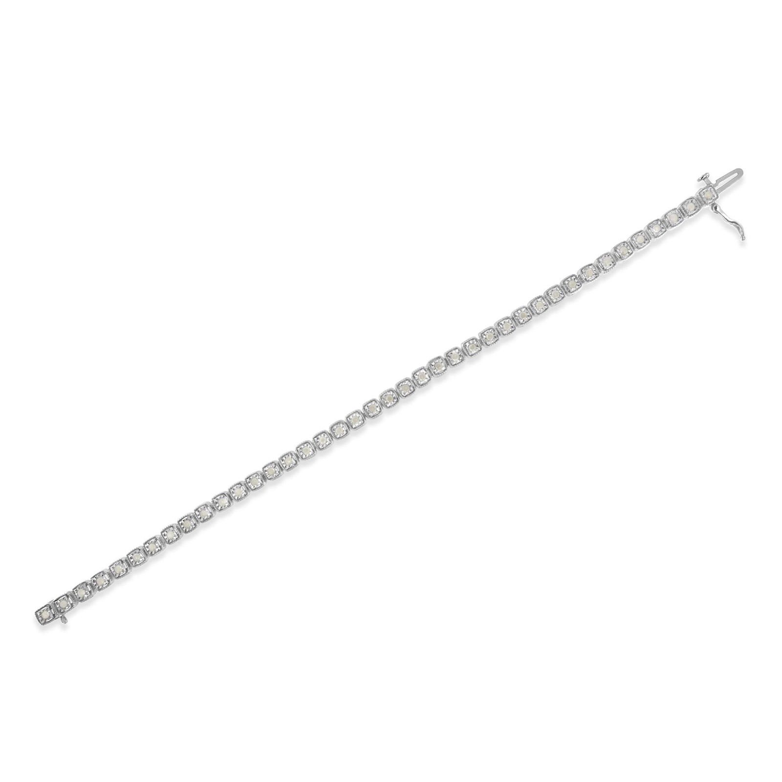 .925 Sterling Silver 1.0 Cttw Diamond Miracle-Set Square Milgrain 7" Link Tennis Bracelet (I-J Color - 4